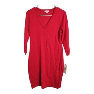 Calvin Klein V Neck Soft Preppy Holiday Festive Christmas Sweater Dress M